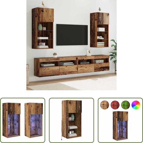 vidaXL Meubles TV modernes - Meubles TV muraux 2 pcs Bois ancien 40,5 x 30 x 90 cm (1/5)