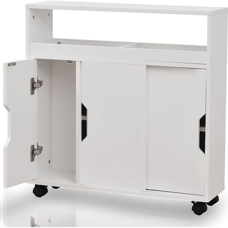 Mobiletto Armadio Portaoggetti Carrello Stretto Salvaspazio Multiuso Bianco (1/5)