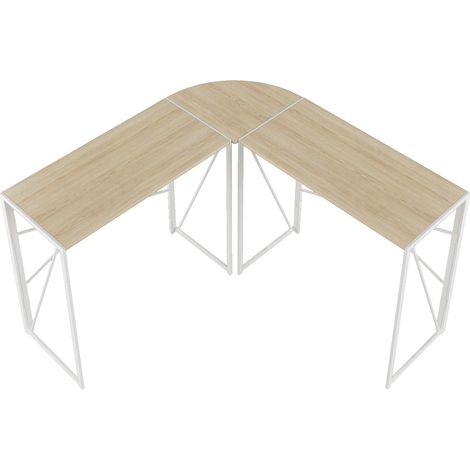 Bureau d’angle en L design moderne avec plateau MDF et cadre métal noir (1/5)