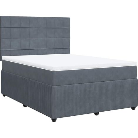 Maison Exclusive - Giroletto a Molle con Materasso Grigio Scuro 140x200 cm Velluto