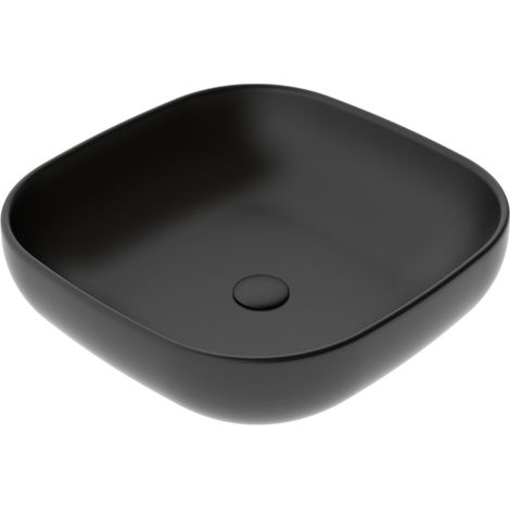 Lavabo Easy appoggio salvaspazio 45x45 quadro in ceramica nero