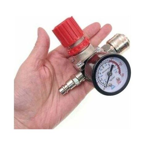 1/4" Régulateur de pression de compresseur d'air, régulateur de pression pneumatique 1/4", vanne de régulation de pression avec connexion 140 psi 12 bar-- (1/5)