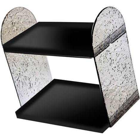 Organiseur de bureau à 2 niveaux, support de rangement double couche transparent pour fournitures de bureau et cosmétiques, noir brillant (1/5)