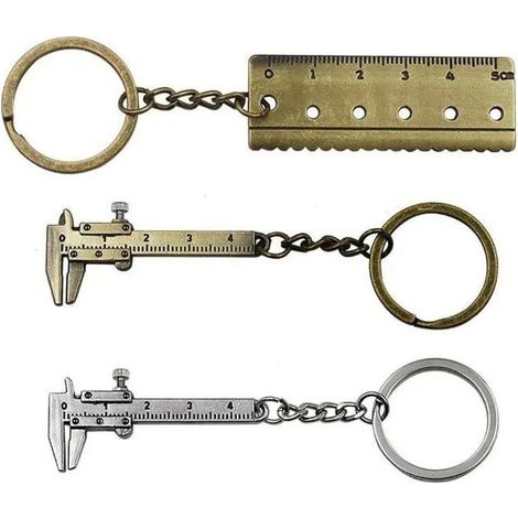 HOXILEELEOMini règles métalliques 3D portables, outils de mesure mobiles, porte-clés pour hommes (1/4)