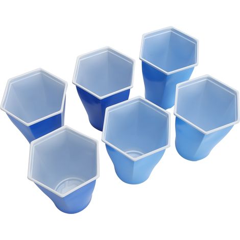 Lot de 6 gobelets jetables 450ml à embouchure hexagonale, verres en plastique épais pour fêtes, maison, extérieur, restaurant et jeux (1/5)