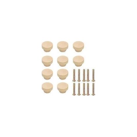 10 pomos redondos de madera estilo vintage para cajones, puertas de armarios de cocina, armarios, muebles, tornillos, tiradores de puertas, 40 mm (40 mm) - Crezuo