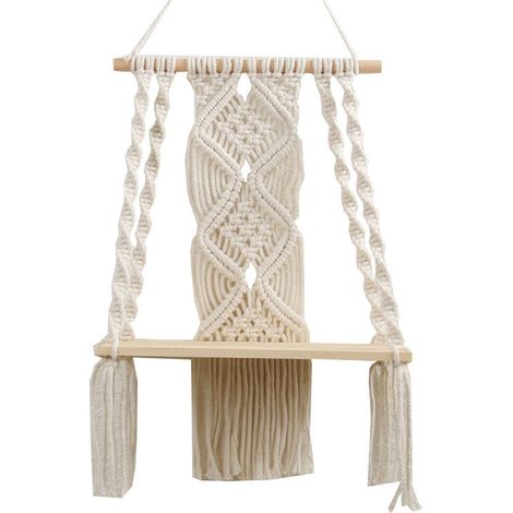 Étagère murale , Décoration murale bohème pour chambre à coucher , Art mural en macramé en corde tissée comme décor d'étagère de salle de bain Boho (1/5)
