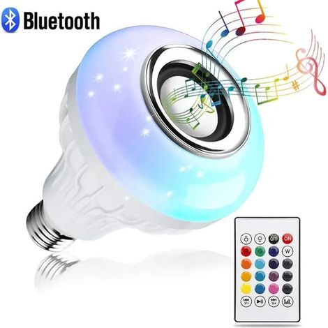 Ampoule LED RGB Bluetooth E27 12W populaire (1 pièce) avec télécommande, réglage des couleurs, lecteur de musique et éclairage d'ambiance pour chambre intérieure (1/5)