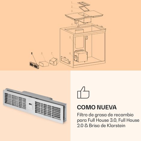 Klarstein Filtro de grasa para campana extractora, Full-House, Chef-Fusion, Brisa (1/4)