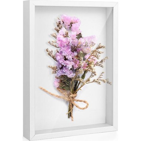 Cadre 3D 20x29 cm Cadre A4 Cadre Objet 3D avec Plexiglas pour Photos Fleurs Souvenirs et DIY Artisanat - Blanc (1/5)