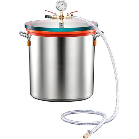 Mophorn Chambre à vide de 9 gallons (34 litres) en acier inoxydable, équipée d'un couvercle en verre trempé, d'un tuyau et d'un filtre à air, pour le moulage de résine, époxydes et huiles essentielles (1/5)