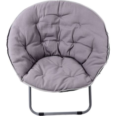 Fauteuil coque métallique gris, pliable et ergonomique, confortable pour salon, chaise cosy pliante avec assise douce (1/5)