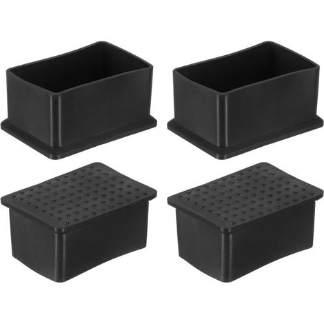 Lot de 4 capuchons rectangulaires en caoutchouc pour pieds de chaise, 40 x 60 mm, capuchons de protection de sol pour table, chaise, équipement de machines (noir) (1/5)