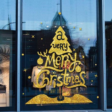 Autocollant de vitrine Joyeux Noël pour centre commercial, décoration de porte vitrée (1/5)