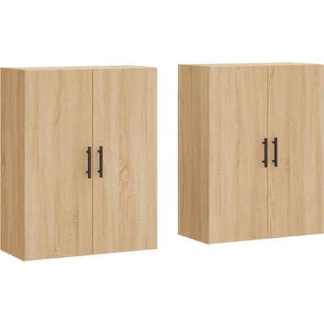 Set di 2 armadietti da parete dal design elegante 69,5 x 34 x 90 cm ampio spazio di archiviazione in legno multistrato rovere sonoma 020055374