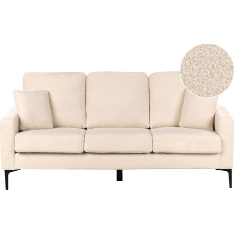 Sofá 3 plazas de bouclé asiento respaldo acolchado patas cojines moderno beige Gavle