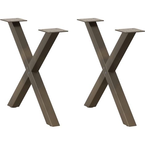 Couchtischbeine X-Form 2 Stk. Naturstahl 50x(42-43) cm Stahl