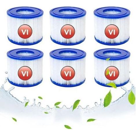 Ersatzfilterkartuschen für Bestway VI, Filterkartusche VI für Lay-Z-Spa Miami, für Vegas, für Monaco-Size, Jacuzzi-Filter, für Bestway 58323, 58239, 90352E (6er-Packung) (1/5)