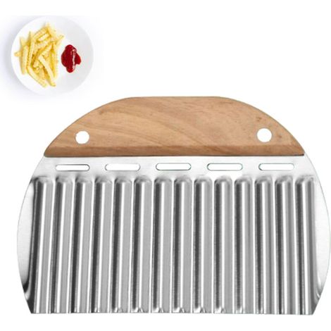 Couteau ondulé, couteau à frites ondulé, couteau à gaufres, coupe-légumes en acier inoxydable, lame ondulée (1/5)