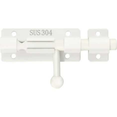 Lot de 2 verrous coulissants de 4 pouces, loquet de porte en acier inoxydable, verrou coulissant, barillet blanc (1/5)