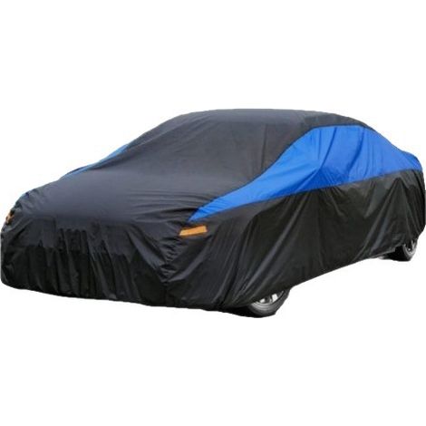 Housse auto bicolore, protection intégrale antipoussière, anti-soleil, imperméable et anti-neige. Housse tous temps pour véhicule extérieur. (1/5)