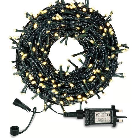 Helle 30 m lange Lichterkette mit 300 LEDs und 8 Leuchtmodi für den Außenbereich, Netzbetrieb, dekorative Gartenbeleuchtung für Weihnachtsbaum, Terrasse, Garten, Haus, Hochzeit, Gartenparty und Innenb (1/5)