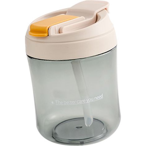 Bouteille d'eau en plastique avec paille, portable et mignonne, idéale pour la randonnée, la marche et les sports de plein air, blanc ivoire. (1/5)