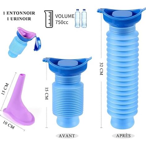 Portable Foldable Urinal, Female Silicone Funnel, Emergency Toilet Kit for Car, Camping, Travel, Children, Adults, Elderly, Compact Lightweight (1/4)