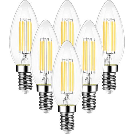 E14 Vintage LED-Glühfadenlampe, E14 Vintage-Sockel, Warmweiß 2700 K, 750 lm, 6er-Pack