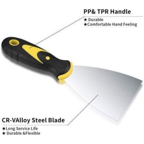 Spatule De Peinture - Acier Inoxydable - Poignée Plastique - Pour Application Et Lissage De Peinture - 4 Pièces (1/5)