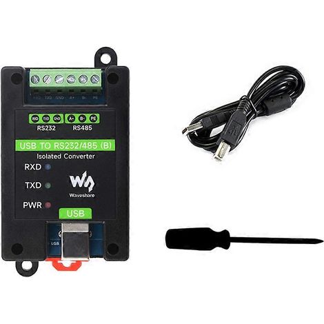 Convertisseur isolé USB vers RS232/485 Waveshare FT232RNL pour montage sur rail DIN, compatible avec les montages mural et sur rail. (1/5)