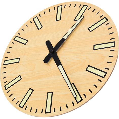 Horloge Murale Lumineuse Silencieuse en Bois avec Éclairage Nocturne pour Salon Bureau Chambre (1/5)
