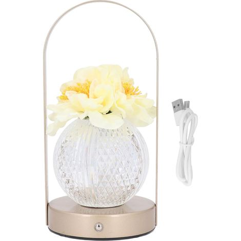 Lampe à fleurs en cristal, lumière tactile de fleur artificielle LED à intensité variable, lumière décorative Rechargeable pour chambre à coucher, salon, maison (1/5)