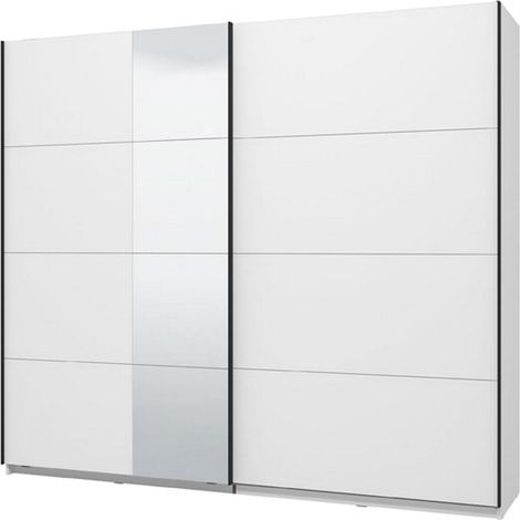 Guardaroba Grande Resiutta, Armadio Camera da Letto 2 Ripiani, Appendiabiti, 2 Ante, 245x217.5h cm Bianco Opaco