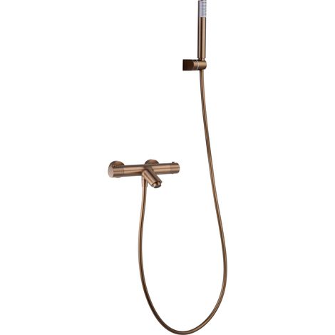 Grifería termostática para bañera y ducha hecha de latón con acabado oro rosa cepillado Monza de Imex