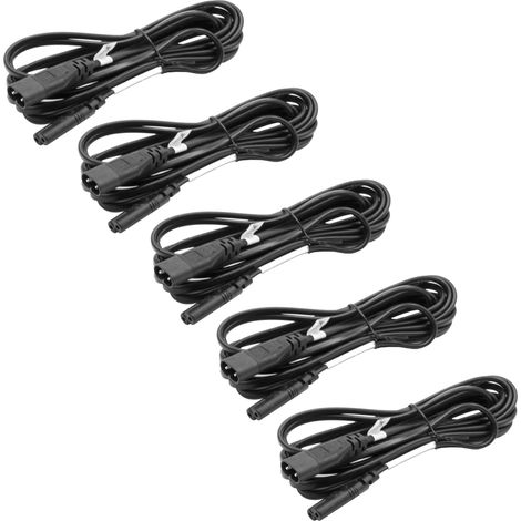 vhbw 5x C8 / C7 Verlängerungskabel Buchse auf Stecker für Kleingeräte - Stromkabel, 3 m (1/2)
