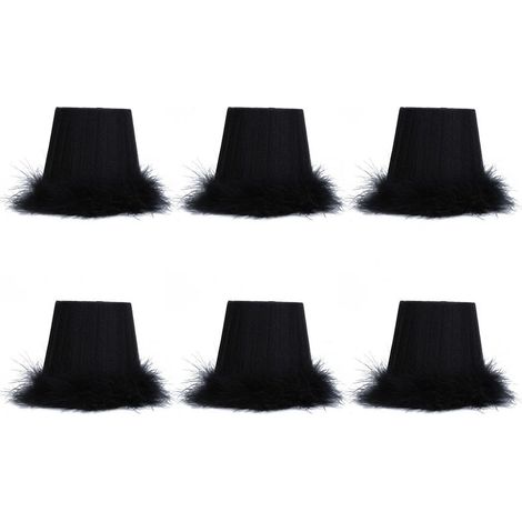 GARRYFIZH Lot de 6 abat-jour en tissu avec bordure en plumes pour suspension, accessoires de décoration lumineuse pour lustre. (1/5)
