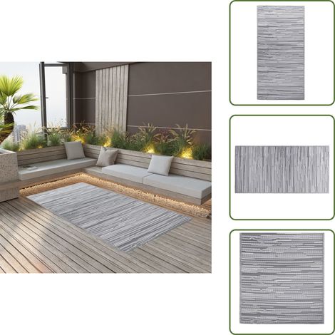 Tapis d'extérieur ARAKIL Gris 120x180 cm PP - Tapis Exterieur - Tapis De Terrasse - Tapis De Balcon - Tapis Design - Motif Jacquard (1/5)