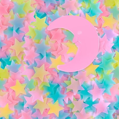 500 stelle luminose, adesivi murali luna in plastica fluorescente, decalcomanie a forma di stella luminosa per la decorazione artistica della casa e del soffitto. (1/5)