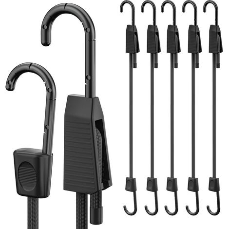 Spanngummi mit Haken, 6er Set, verstellbar, 90cm, Schwarz (1/5)