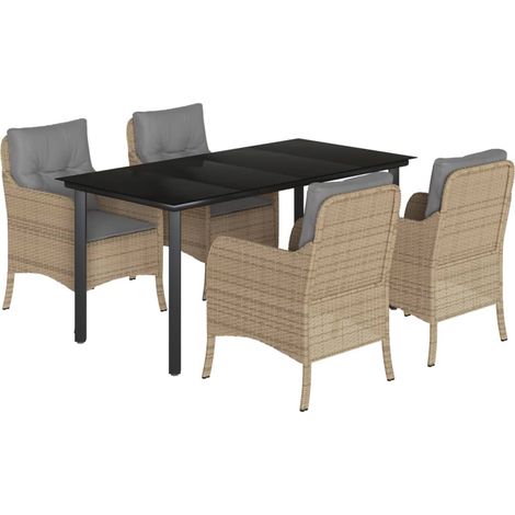Maison Exclusive - 5-tlg. Garten-Essgruppe mit Kissen Beige Poly