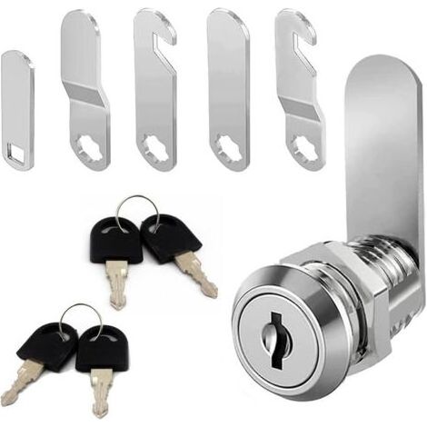 Cerradura para buzón de 16 mm con 4 llaves - Incluye 5 placas de cierre diferentes, cerradura de palanca para buzones y puertas de armarios. (1/5)