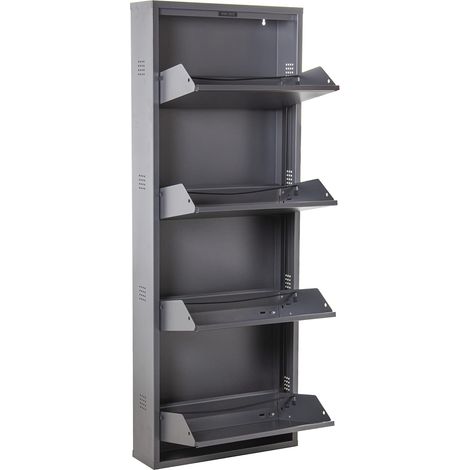 Meuble à Chaussures avec 4 tiroirs et aération en métal Gris foncé 50 x 15 x 136 cm (1/5)