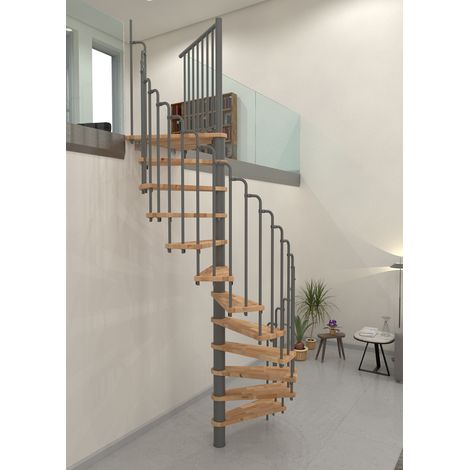 Minka Spindeltreppe Paris 38 - 282cm Geschosshöhe Buche Grau 140cm Durchmesser