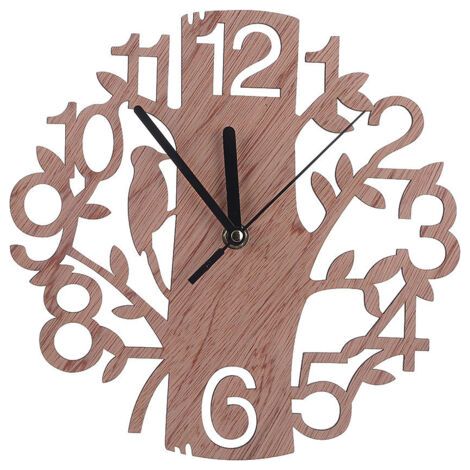 1 pc oiseau horloge murale en bois horloge décorative murale naturelle horloge suspendue créative