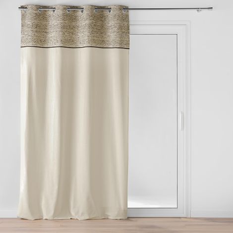 Douceur D'Intérieur – Rideau à œillets jacquard naturel 140x240 cm – 50% coton 50% polyester – Finition 8 œillets inox – Installation facile (1/4)