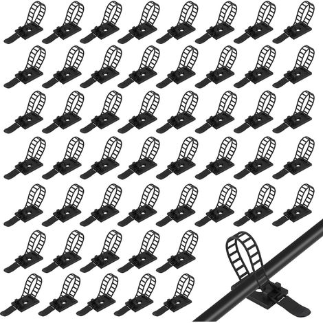 50pcs Attaches Câbles Adhésives avec Fixation par Vis Clips de Gestion des Câbles et Serre-Câbles Réglables en Nylon Organiseur de Fils Autocollant pour Bureau Maison Atelier Mur Bureau (1/5)
