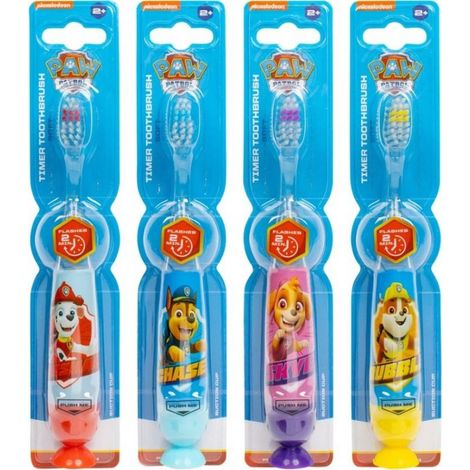 Juego de cepillos de dientes luminosos de Paw Patrol con tapa de ventosa, diferentes colores, 4 piezas