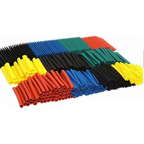 Kit de 328 gaines thermorétractables pour isolation électrique, disponible en 5 couleurs, 8 tailles et différents types de gaines. (1/5)