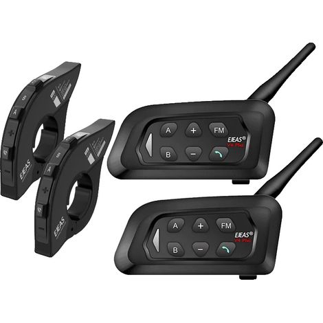 Interfono Bluetooth per casco da moto, supporta 4 persone, design impermeabile, 2 telecomandi inclusi. (1/2)